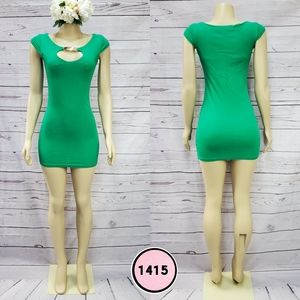 small green stretchy bodycon dress